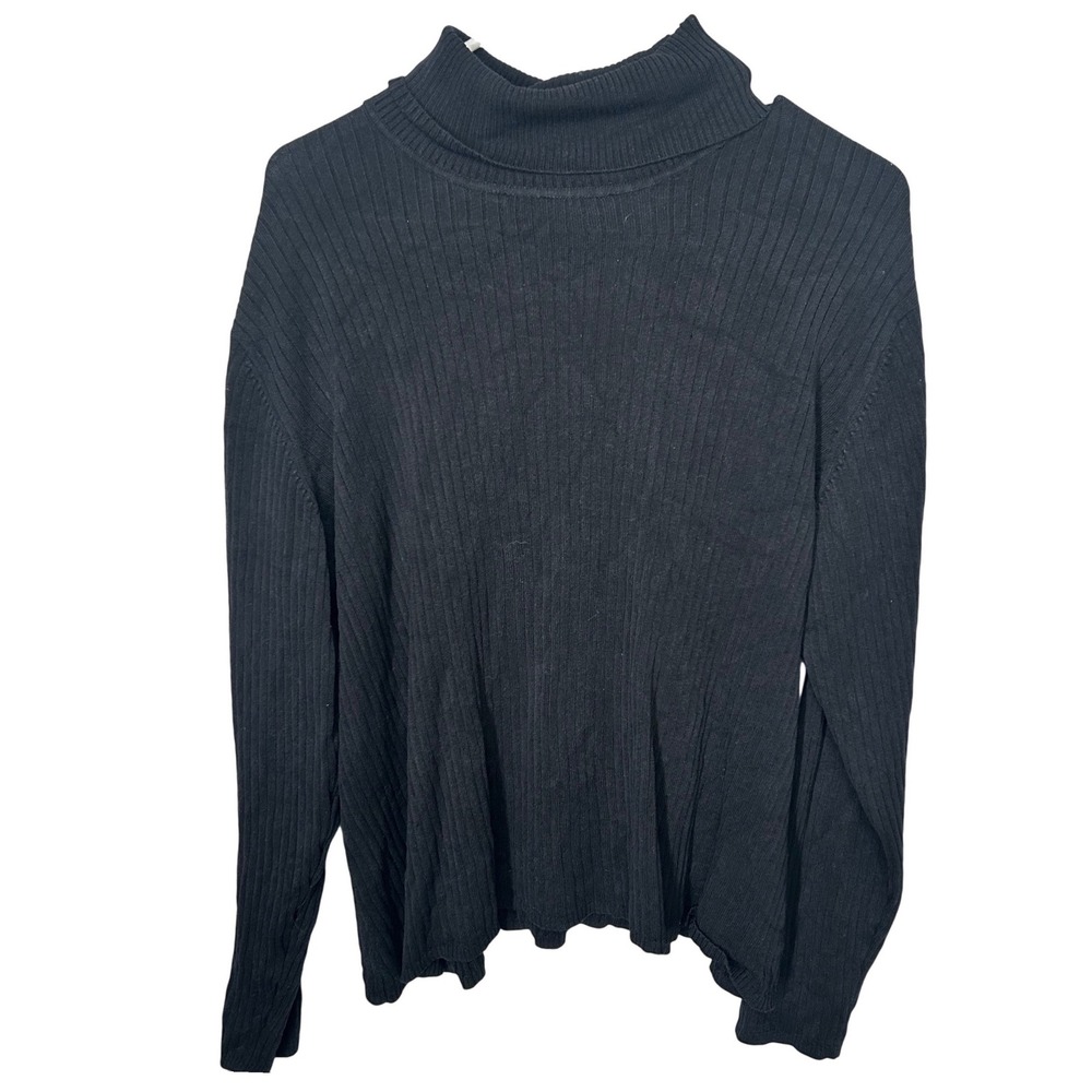 Chico's Black Turtleneck‎ Long-Sleeved Sweater Ribbed Texture Chico 3 (XL 16)